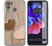 Funda Silicona Blackview A55 Pro Corazones Madera