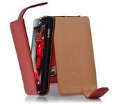 Funda para LG OPTIMUS L7 II in ROJO INFIERNO - Cubierta Proteccion Estilo Flip de Cuero Sintetico Estructuro - Etui Case Cover Carcasa