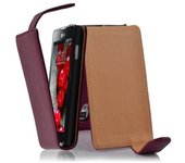 Funda para LG OPTIMUS L7 II in BURDEOS VIOLETA - Cubierta Proteccion Estilo Flip de Cuero Sintetico Estructuro - Etui Case Cover Carcasa