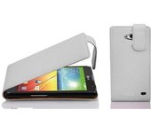 Funda para LG L70 in BLANCO MAGNESIO - Cubierta Proteccion Estilo Flip de Cuero Sintetico Estructuro - Etui Case Cover Carcasa