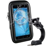muvit soporte moto a espejo retrovisor + funda con acceso a pantalla. Impermeable. Hasta 5,5 pulgadas pulgadas negro