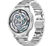 5.2 Reloj conectado con antirrobo y correa de malla con strass Plateado