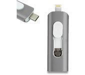 Pen Drive x USB 128 GB COOL (3 en 1) Lightning / Tipo-C / Micro-USB Gris
