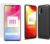 Pack 2 En 1 Funda Gel Tipo Carbono + Protector Cristal Templado para Xiaomi Mi 10 Lite