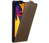 Funda para Huawei P20 LITE in MARRoN CAFe - Cubierta Proteccion Estilo Flip con Cierre Magnetico - Etui Case Cover Carcasa