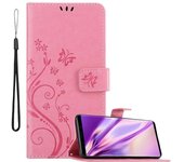 Funda Libro para Samsung Galaxy NOTE 9 en ROSA FLORAL ? Cubierta Proteccion en Dise?o de Flor con Cierre Magnetico, Funcion de Suporte e 3 Tarjeteros - Etui Case Cover Carcasa