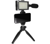 Pack Vlog con trípode plegable, micrófono y foco LED
