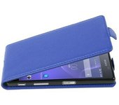 Funda para Sony Xperia X in AZUL REAL - Cubierta Proteccion Estilo Flip de Cuero Sintetico Estructuro - Etui Case Cover Carcasa