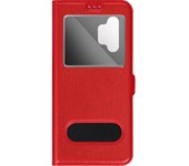 Funda Samsung Galaxy A13 5G, A04s 4G con Solapa Doble Ventana Soporte Vídeo Rojo
