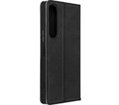 Funda para Sony Xperia 1 V Tarjetero y Soporte Vídeo Diseño Costura Negro