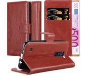 Funda Libro para LG K8 2016 en ROJO BURDEOS - Cubierta Proteccion con Cierre Magnetico, Tarjetero y Funcion de Suporte - Etui Case Cover Carcasa