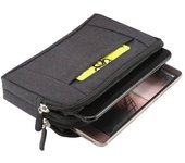 DFV mobile - Funda Cinturon Horizontal Multiusos con 2 Compartimentos de Cremallera para UMIDIGI A7 PRO (2020) - Negra (16,5x 9cm)