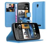 Funda Libro para HTC Desire 500 en AZUL PASTEL - Cubierta Proteccion con Cierre Magnetico, Tarjetero y Funcion de Suporte - Etui Case Cover Carcasa