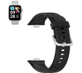 Kit De Pulsera Smoothsilicone Con Hebilla + Película De Hidrogel Phonecare Compatible Con Huawei Watch Fit 3 - Negro