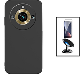 Kit de vidrio templado curvo curvo 5D 5D + cubierta de silicona líquida + soporte magnético de autom