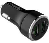 Celly CC2USBQC30BK cargador de dispositivo móvil Negro Auto