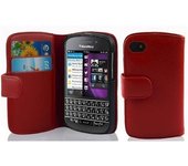 Funda Libro para Blackberry Q10 en ROJO INFIERNO - Cubierta Proteccion de Cuero Sintetico Estructurado con Tarjetero y Funcion de Suporte - Etui Case Cover Carcasa