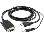 Gembird CC-DP-HDMI-5M adaptador de cable de vídeo HDMI + 3.5mm VGA (D-Sub) Negro