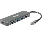 D-Link DUB-2327 base para portátil y replicador de puertos Alámbrico USB Tipo C Gris