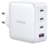 usb-a+3xusb-c 100w gan tech fast wall charger eu white