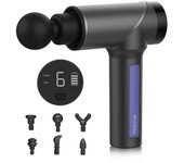 PRIXTON Massage Gun Fit Pistola de Masaje Muscular Potencia 30 W - 3300 rpm 9 Velocidades 6 Cabezales Modo Fitness y Terapia Física Diseño Inalámbrico y Ligero Funda y Maletín Incluido