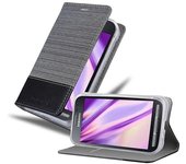 Funda Libro para Samsung Galaxy Xcover 3 en GRIS NEGRO - Cubierta Proteccion con Cierre Magnetico, Tarjetero y Funcion de Suporte - Etui Case Cover Carcasa