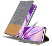 Funda Libro para Samsung Galaxy NOTE 10 en GRIS CLARO MARRoN - Cubierta Proteccion con Cierre Magnetico, Tarjetero y Funcion de Suporte - Etui Case Cover Carcasa