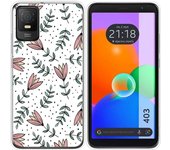 Funda Silicona Transparente TCL 403 Flores 01