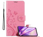 Funda Libro para Samsung Galaxy A30S / A50 S / A50 en ROSA FLORAL ? Cubierta Proteccion en Dise?o de Flor con Cierre Magnetico, Funcion de Suporte e 3 Tarjeteros - Etui Case Cover Carcasa