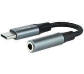 Nanocable Cable Adaptador Audio USB-C/M a Jack 3.5/H, 11 cm, Negro/Gris