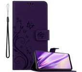 Funda Libro para Samsung Galaxy A31 en LILA OSCURO FLORAL ? Cubierta Proteccion en Dise?o de Flor con Cierre Magnetico, Funcion de Suporte e 3 Tarjeteros - Etui Case Cover Carcasa
