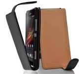 Funda para Sony Xperia SP in NEGRO oXIDO - Cubierta Proteccion Estilo Flip de Cuero Sintetico Estructuro - Etui Case Cover Carcasa