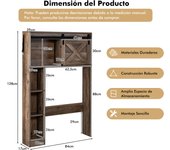 Costway Armario de Almacenamiento Sobre el Inodoro Organizador de Baño Independiente con Puerta Estantes 84 x 17 x 128 cm Marrón