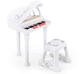 Costway Teclado de Piano Electrónico para Niños de 31 Teclas con Taburete Piano de Juguete Portátil con Micrófono LED 35 x 30 x 55 cm