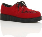 Wfuo Mujer Damas Plataforma plana cuña Cordón gótico Punk Creepers Zapatos Botas 37