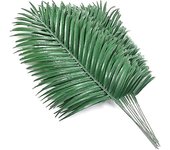 18pcs Hojas de palma artificiales Plantas Faux Palm Fronds Hojas de palma tropical Vegetación para hojas Hawai verde