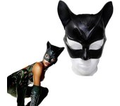 Mujer Sexy Gato Selina Kyle Máscara Bruce Wayne Cosplay Disfraz De Látex Casco Fancy Adulto Halloween