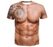Muscle Tattoo Print Camiseta Hombres Manga Corta 3D Digital Printing Camiseta XL