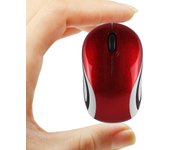 Elsavct Mini pequeño ratón inalámbrico para viajes óptico portátil mini ratón inalámbrico con receptor USB para PC portátil (rojo)