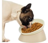 Tazón de comida Bulldog francés, tazón de agua inclinado inclinado Pug Food alimentador para mascotas antideslizante compatible Frenchie, Shih Tzu,...