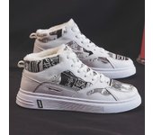 Exsha Botas de nieve Hombres Invierno cálido con zapatillas de piel Graffiti masculino Tobillo Zapatos altos Zapatos de skateboard Diseñador de hom...