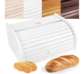 Creative Home Caja de Pan Blanco Madera | 40x27,5x18,5 cm | Caja de pan perfecta para pan, panecillos | Caja de pan con tapa enrollable 40x27.5x18.5