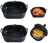 Air Fryer Silicone Pot Baking Basket Oven Non Stick Reusable.liners.microwavable Negro