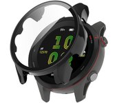 Para Garmin Forerunner 255 Anti-arañazos Anti-caída Hard Pc Watch Case Cubierta Protectora con Protector de Pantalla de Vidrio Templado JU Negro