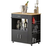 SoBuy Kitchen Trolley Cart Serving Trolley Gabinete de microondas, FKW113-SCH Negro