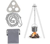 Accesorios de parrilla de trípode, tablero de parrilla de trípode para acampar Accesorios de cocina portátiles de acero inoxidable para acampar con...