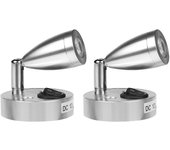2pcs 3w 12v llevó luz de lectura para caravana de barco coche de autocaravana, con su propio interruptor, luz blanca cálida, 3000k, 220lm, 60 * 96 ...