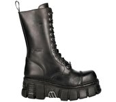 New Rock Nuevas RockM-MILI211C-C1 Unisex Metallic 100% Leather Techno Biker Boots negro 9 UK