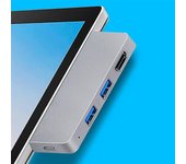 Para Surface Pro 8 Concentrador USB C, adaptador compatible con 4K + 2 lector USB 3.0 Adaptador de lector de tarjetas SD/TF para Plata