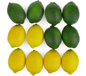 Grandes limones y limas artificiales, frutas de utilería falsas decorativas realistas - Juego de 12 Cal
